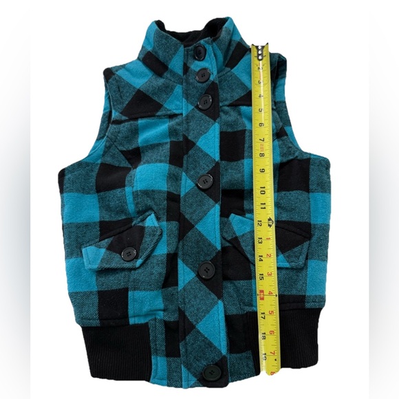 Paris Blues Women’s S Vest Blue Black Plaid Sleeveless Button Zip Puffer Jacket - Picture 7 of 8